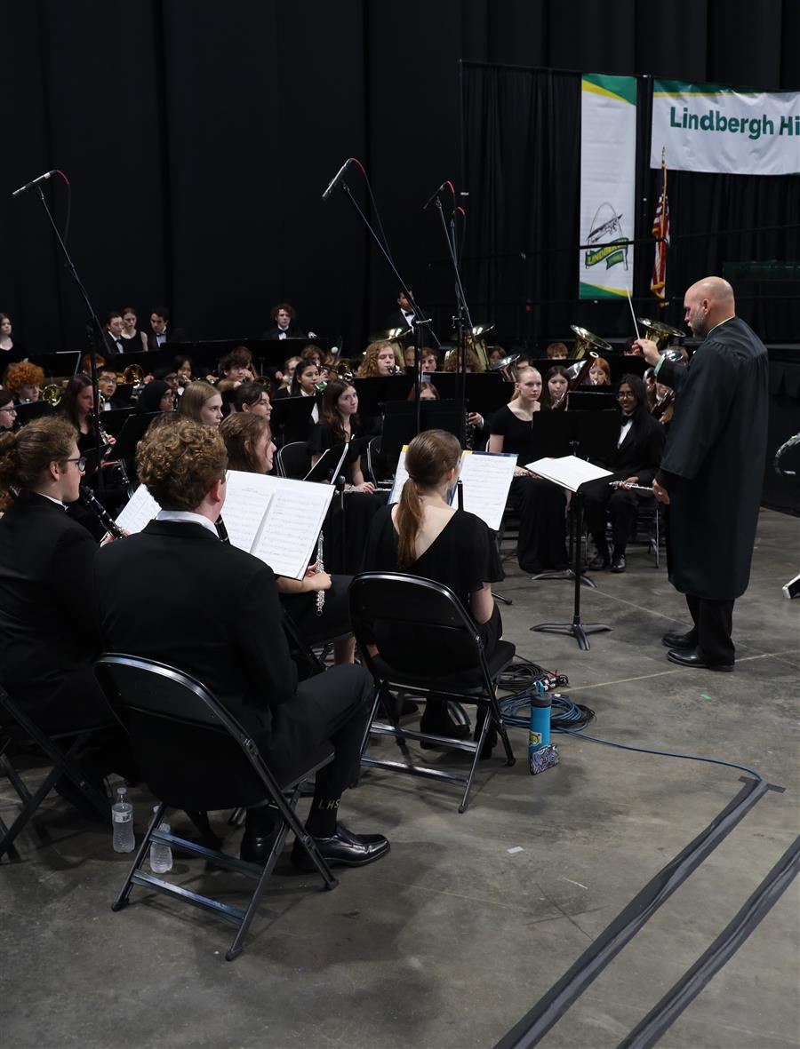  band students perform at the 2024 lhs graduation ceremony.